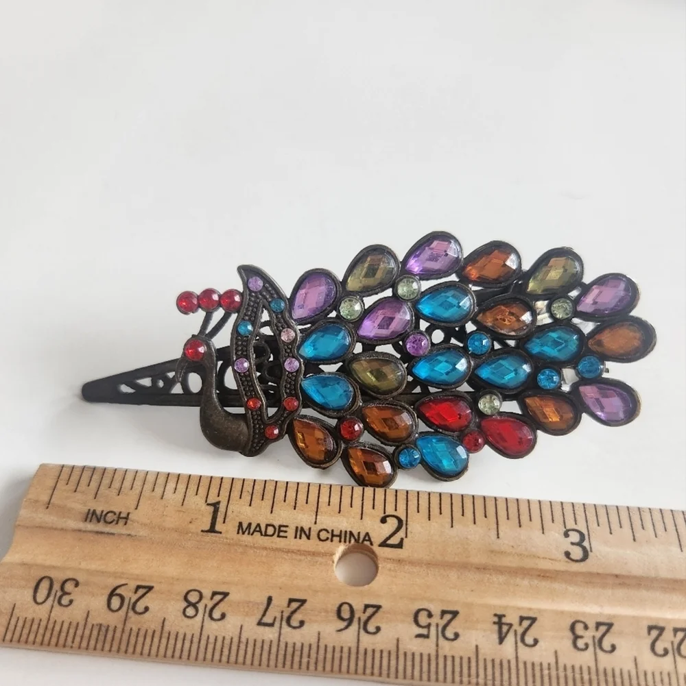 Vintage style Rhinestone  Hair Clip Barrette Multicolor